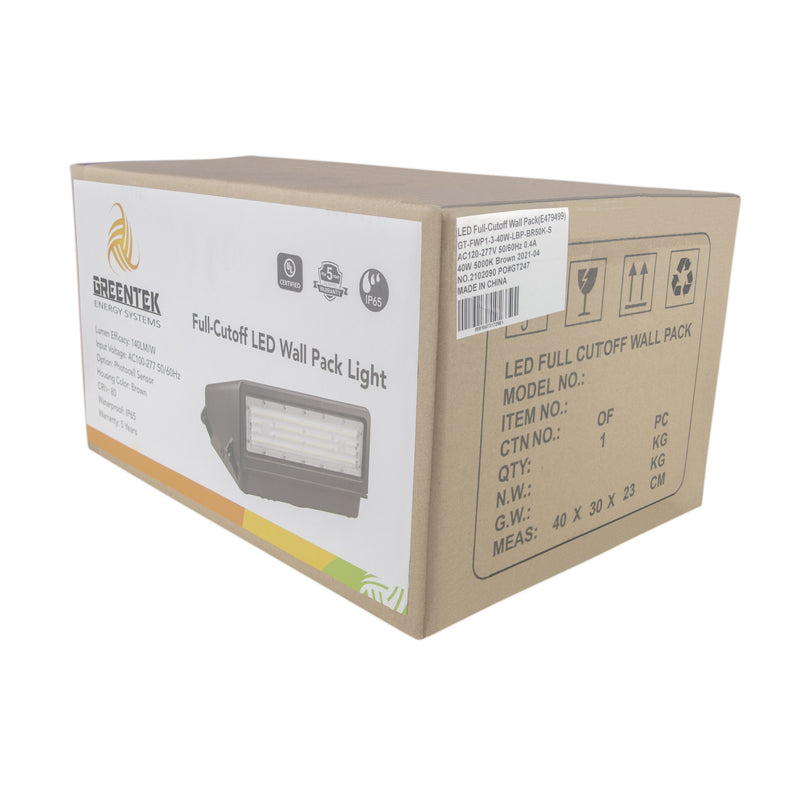 60W LED Wall Pack Light - Full Cutoff - New Dark Sky - Photocell Included - DLC Listed