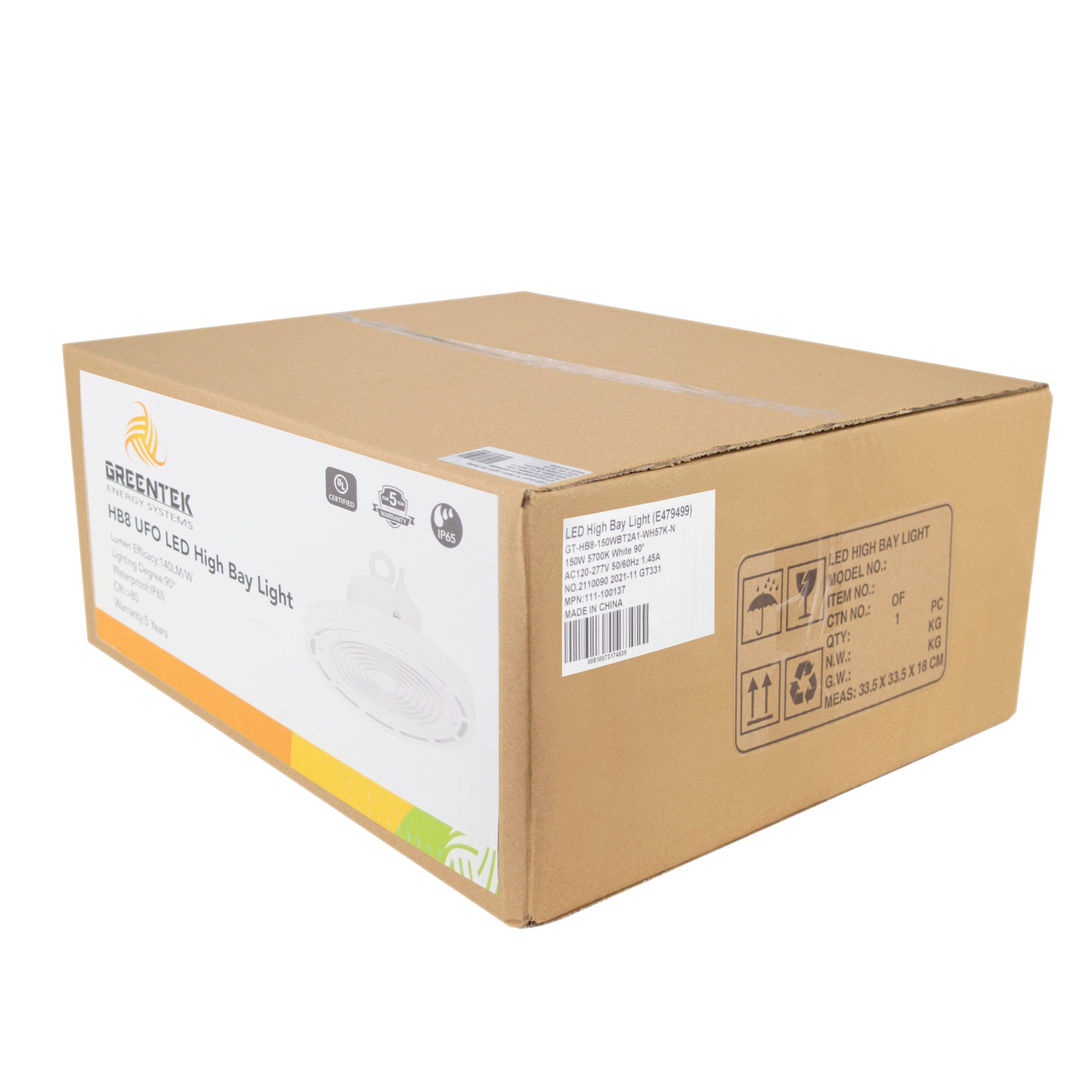 LED High Bay - 150W - 21,200 Lumens - HB8 - Hook Mount - 6kV Surge Protector - UFO Series - White - UL+DLC5.1