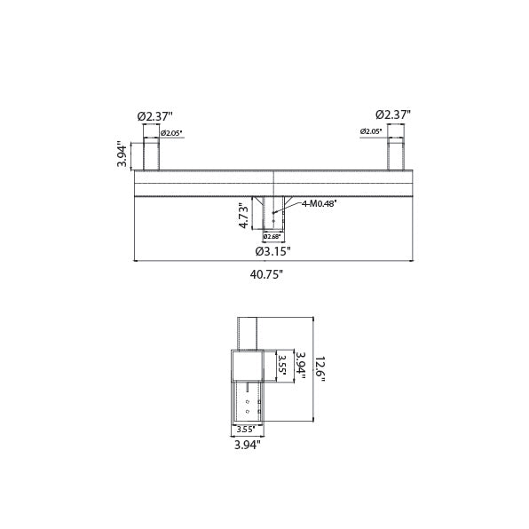 LED Shoebox Adapter Mount - Two Vertical Tenon - Bull horn