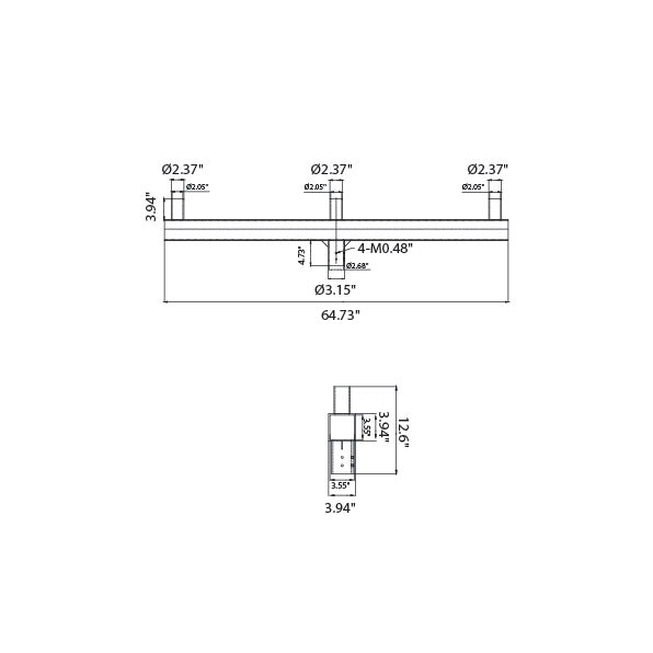 LED Shoebox Adapter Mount - Three Vertical Tenon - Bull horn