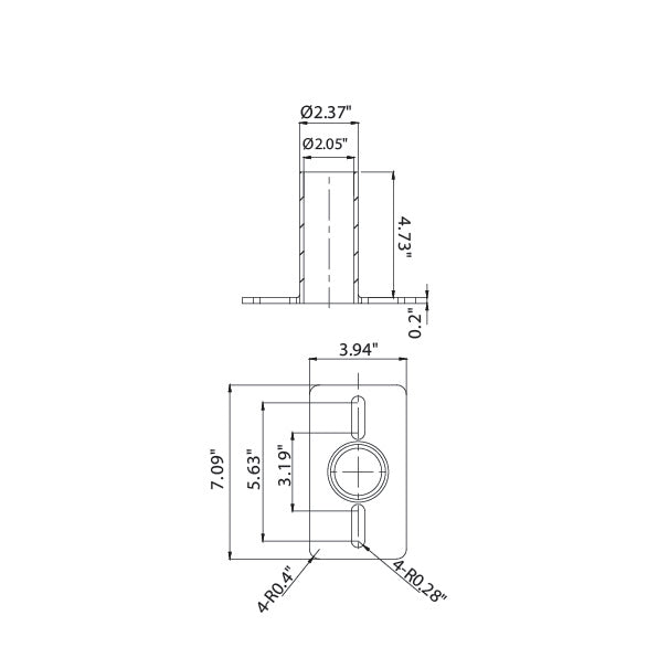 LED Shoebox Adapter Mount - Horizontal Mount Tenon Bracket - S