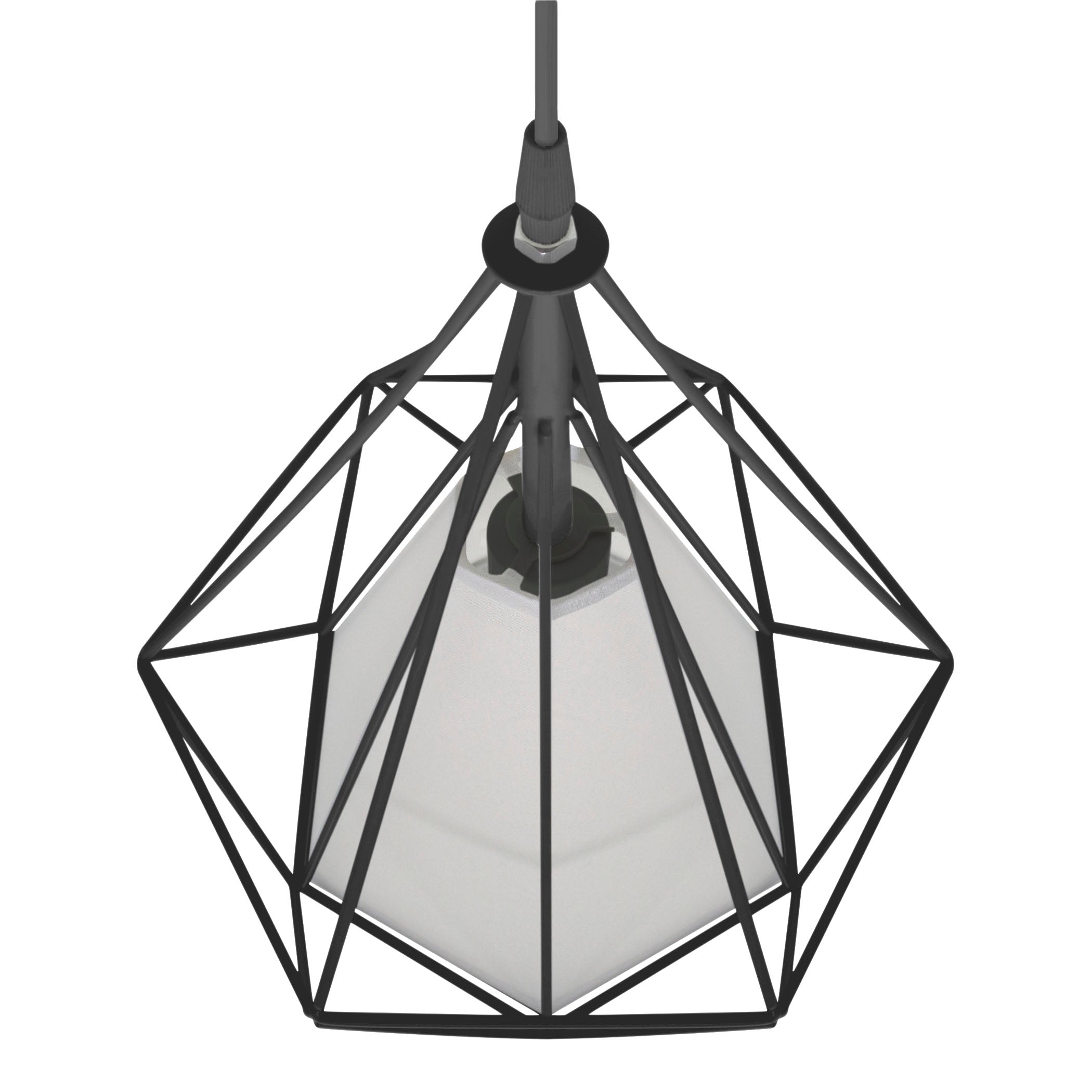 Pendant Light White Geometric Wire Frame With Shade