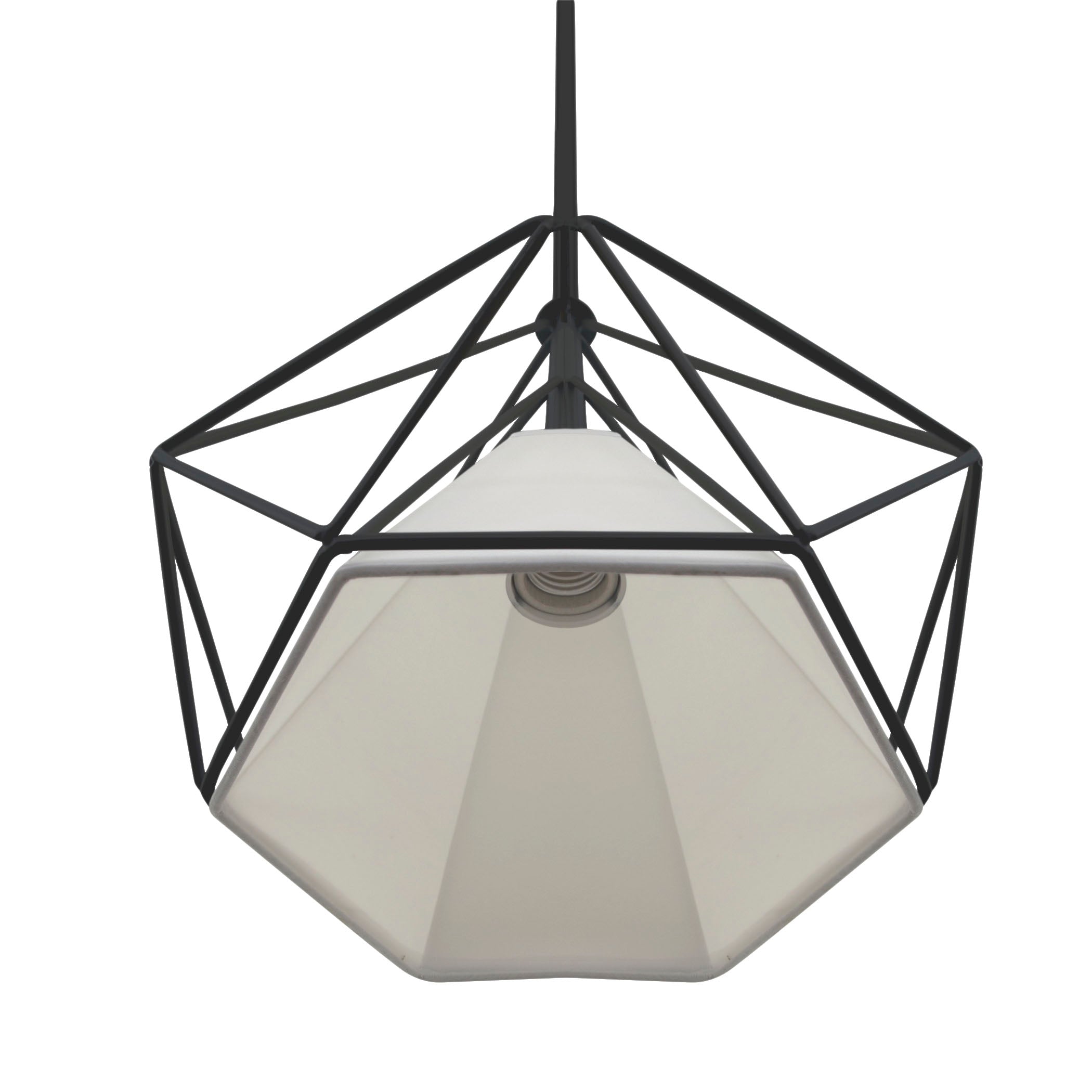 Pendant Light White Geometric Wire Frame With Shade