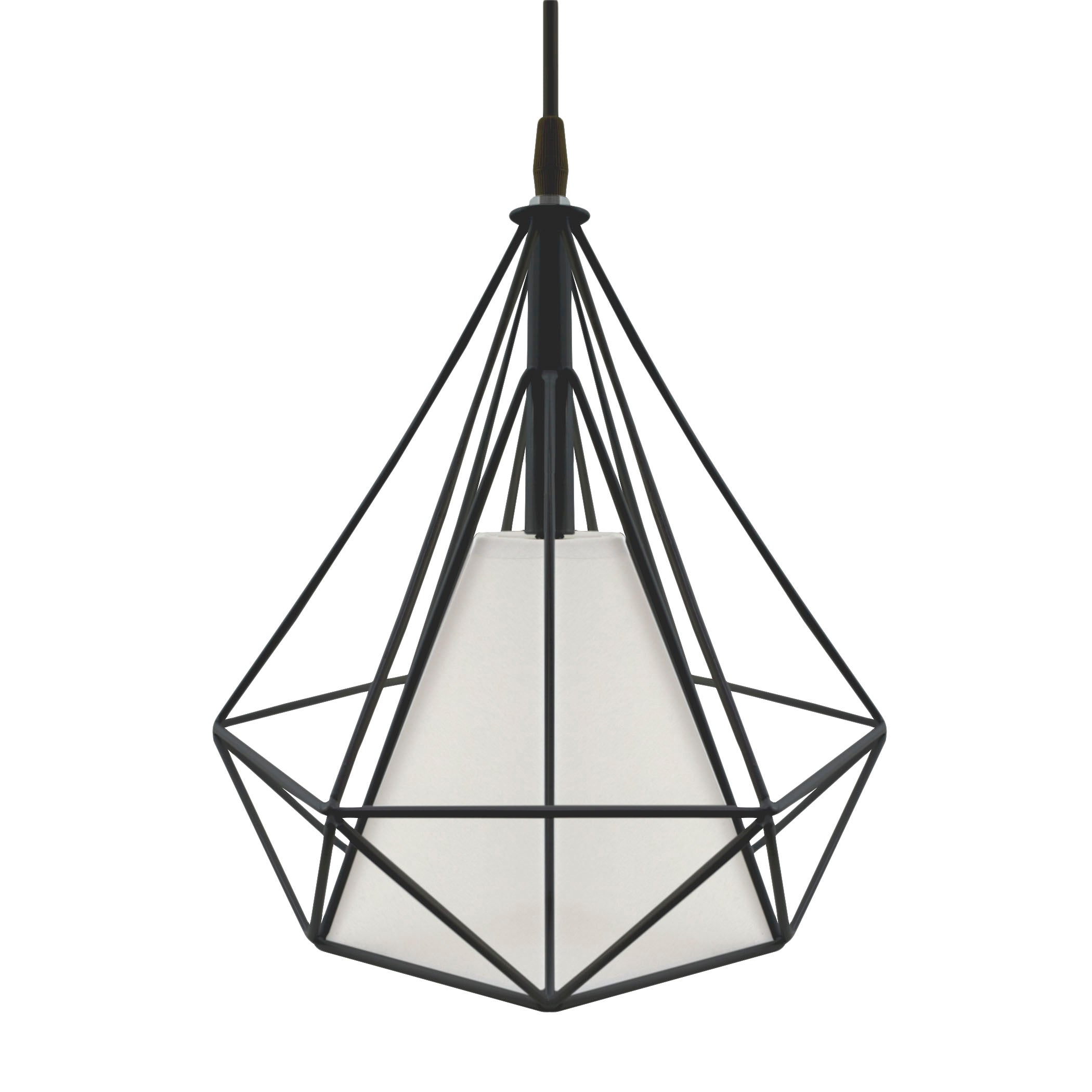 Pendant Light White Geometric Wire Frame With Shade