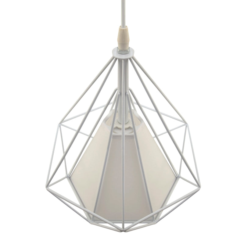 Pendant Light White Geometric Wire Frame With Shade