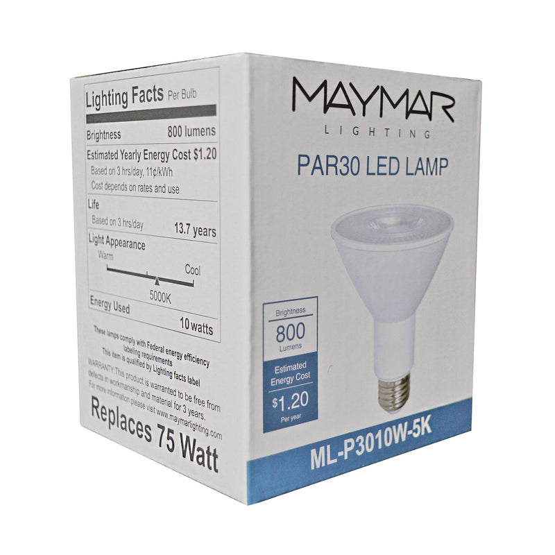 LED PAR30 10W - 800lm - 40° - Dimmable -  UL