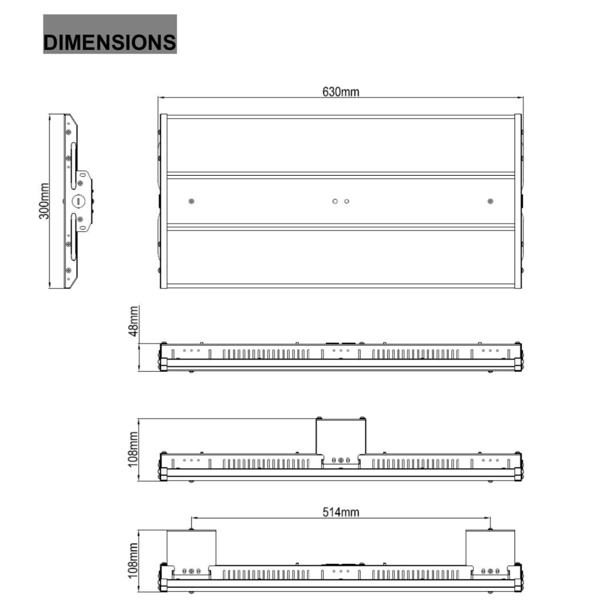 Linear High Bay - 3FT 220W - Slim High Bay - Frosted Lens - Chain Mounting - Gen 5 - (UL+DLC)
