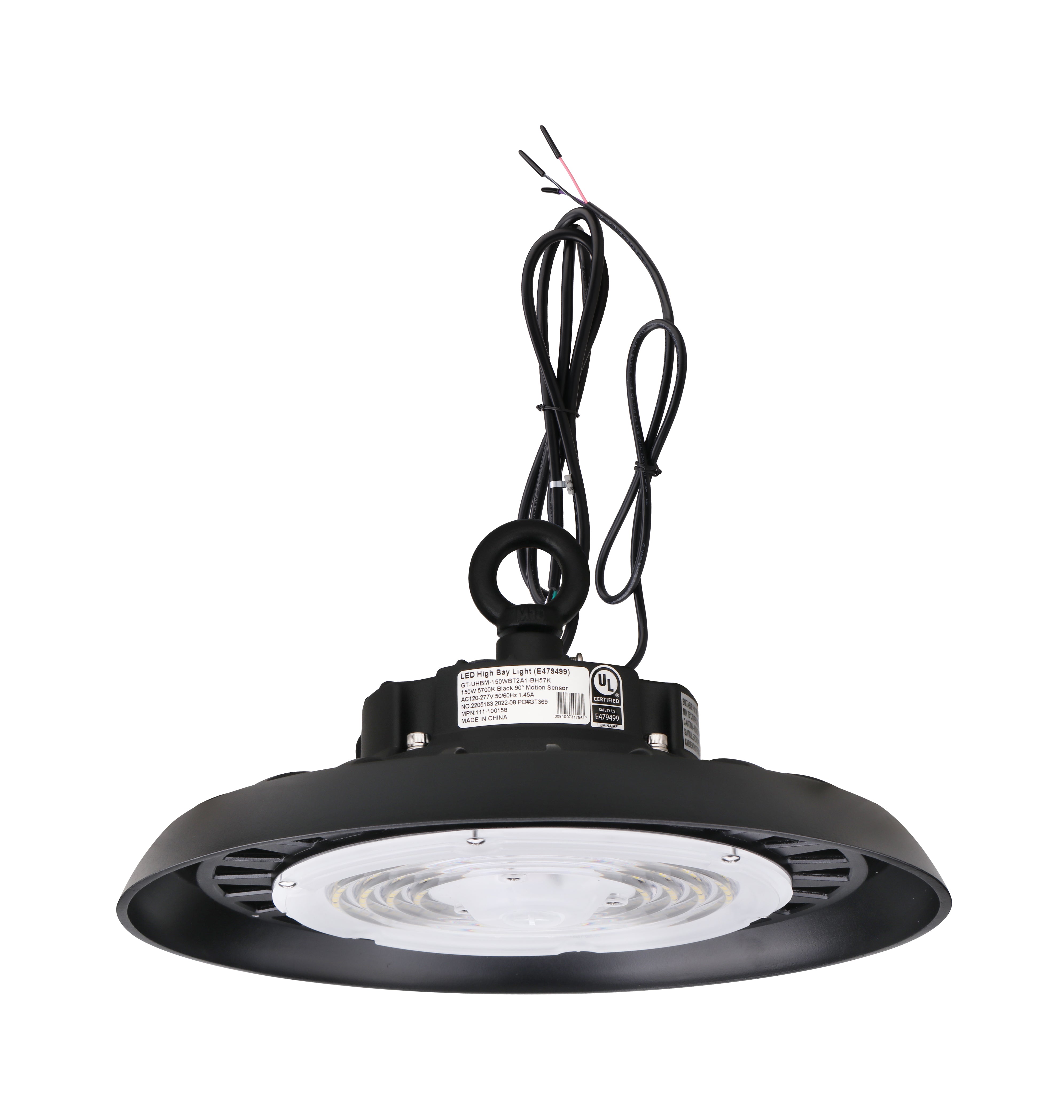 LED High Bay - 100W - 16,300 Lumens - Motion Sensor - UHBM - Hook Mount - UL+DLC5.1