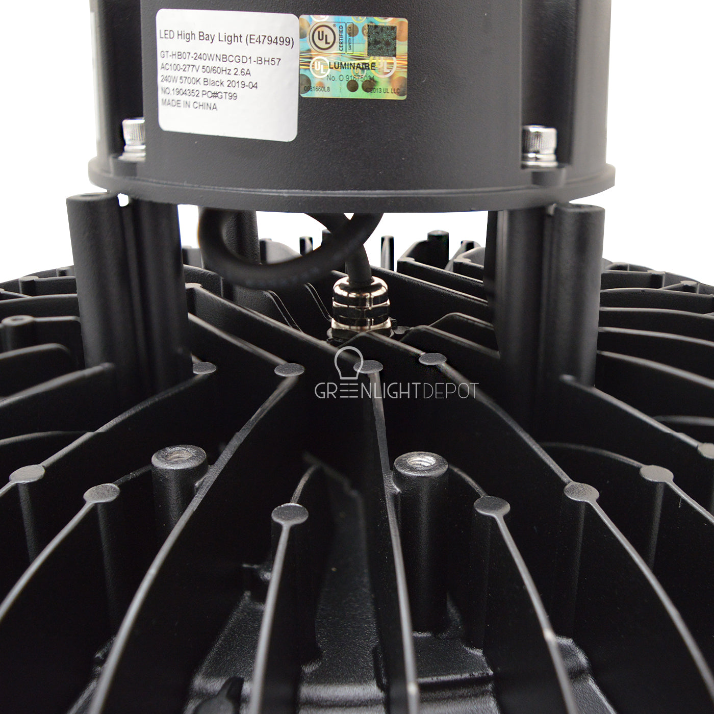 LED High Bay - 240W - 32,478 Lumens - Hook Mount - Tempered Glass - UFO Series - UL