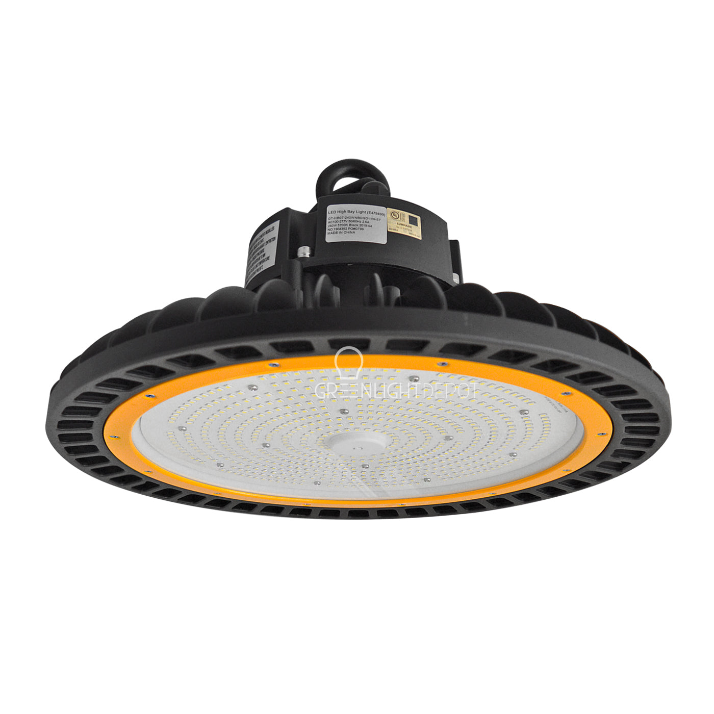 LED High Bay - 240W - 32,478 Lumens - Hook Mount - Tempered Glass - UFO Series - UL