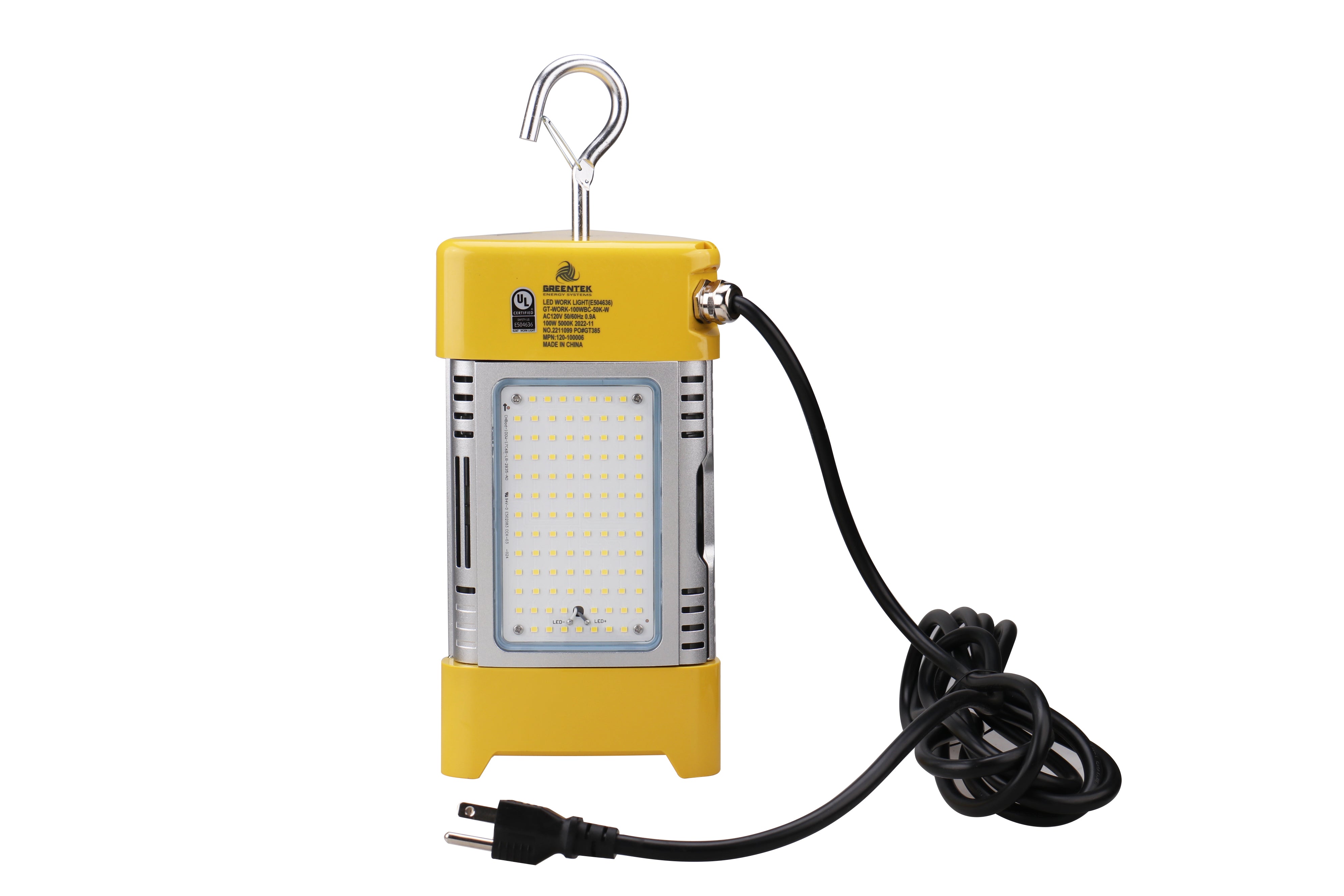 100W LED Temporary Work Light - Industrial LED Corn Light - 14,800 Lumens - Hook Mount - Linkable - UL