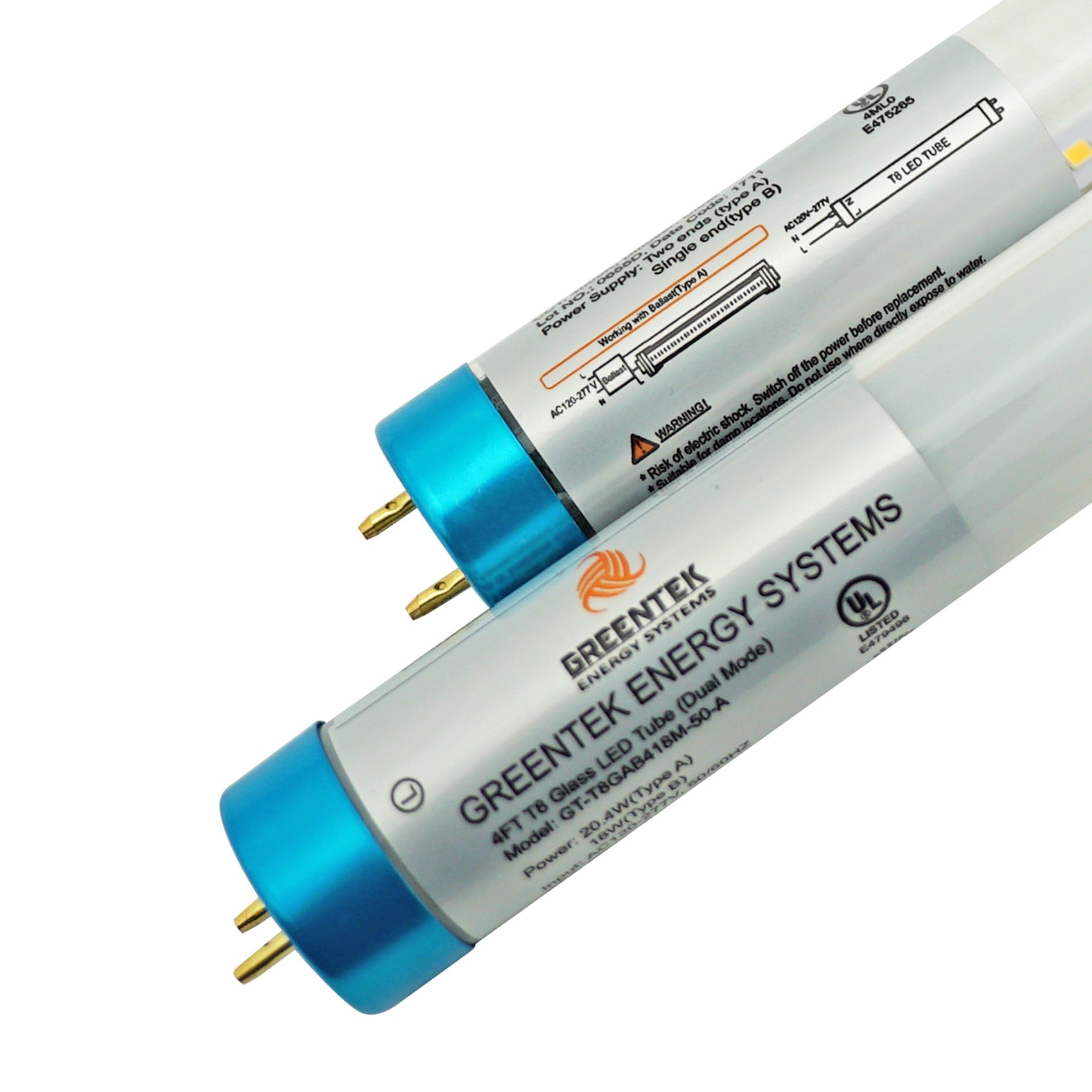 4ft 18W LED Linear Tube - Glass - Ballast Compatible & Single End Bypass - (UL+DLC) - Green Light Depot