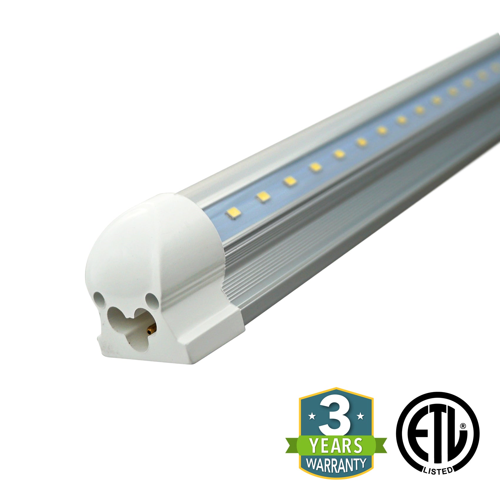 60W 8ft V-Shaped T8 Integrated LED Tube - Clear - Green Light Depot