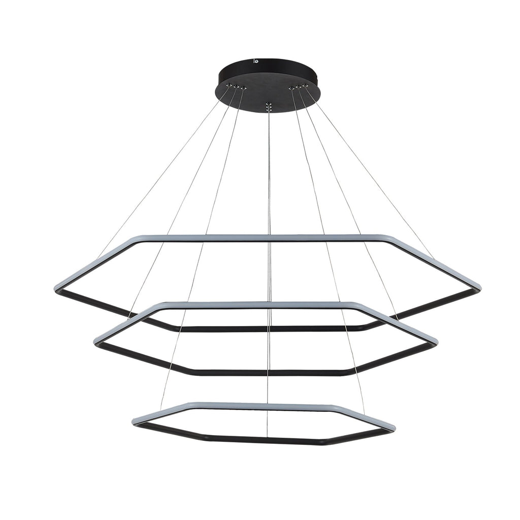 Modern Chandelier Light LED Hexagon 3 Tier Pendant