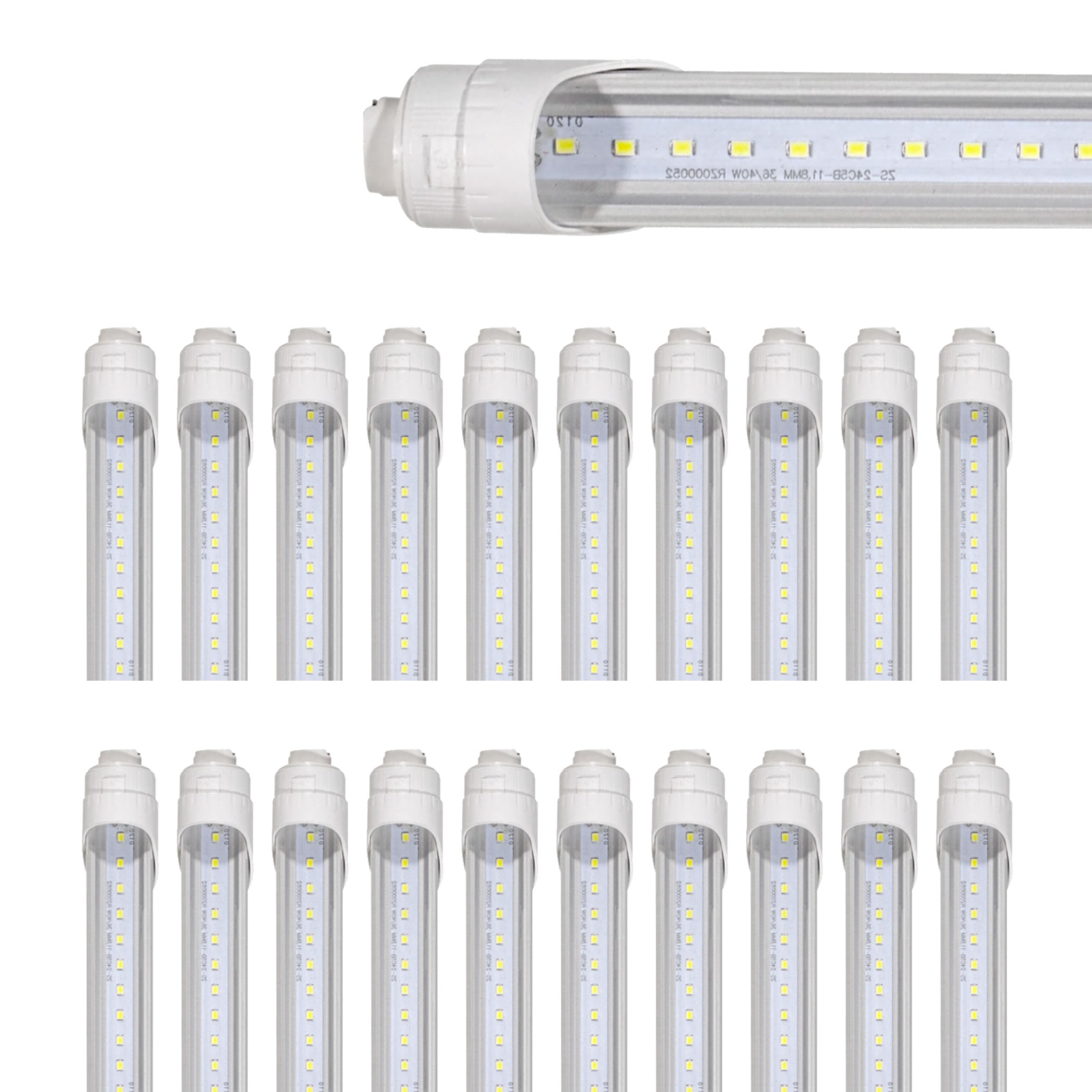 8ft 40W LED Tube - R17D Base - 20 Pack - High Output Base - Bypass - (ETL)